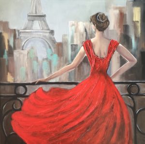 赤いドレスの女性